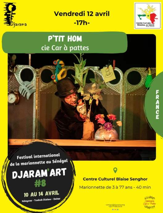 Festival International de la marionnette: « P’tit Hom » au Centre Blaise Senghor le 12 avril